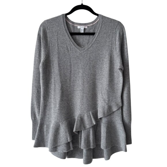 🆕 Isaac Mizrahi 100% Cashmere Asymmetrical Ruffle Peplum Sweater - Picture 7 of 7